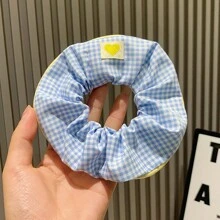 1/5pcs Plaid Hair Scrunchies Hair Ties For Girls Valentine's Day Valentines Ponytail Holders ,Head Piece