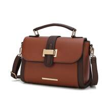 MKF Collection Willa Women's Color-Block Vegan Leather Shoulder Bag Lightweight Business Crossbody Bag, Commute Work Handbag For Women With Adjustable Strap Perfect For Commute, Outdoors, Travel, Outings By Mia K