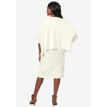 Jessica London Women's Plus Size Cable Knit Cape Sweater Dress