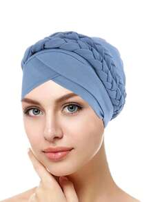 1 Peça Lenço Feminino Liso ou Multicolorido Novo para Primavera e Outono, com dois Bonés Trançados de Leite de Seda Únicos de Cor Única, Touca de Cabelo Turbante