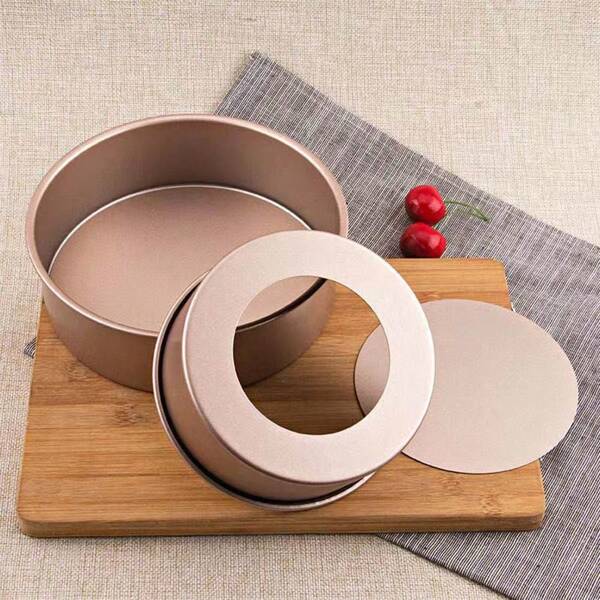 1pc Round Carbon Steel Cake Mold With Removable Bottom, Non-Stick Baking Tool For Home Kitchen