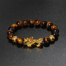 Pulsera Pi Xiu que cambia de color de 1 pieza para mujeres Bracelets Feng Shui Wealth Pi Yao Obsidian para hombres de 10 mm Dragon Mantra bead Bangle Joyería de la suerte Pixiu de 10 mm Feng Shui Beads para hombres, Pulsera de cuentas de amuleto tallada a mano de dragón Pi Yao de 19cm-7.5inch para mujeres, joyería de riqueza