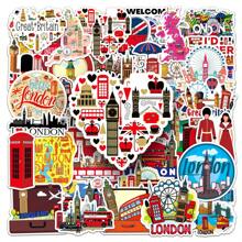50入組倫敦風格旅行貼紙，適用於日誌裝飾，行李箱，手提箱和手機殼DIY - 彩色 - 查看 1