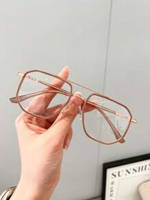 1pc Stylish Men TR Frame Korean Version Personalized Double Bridge Retro Computer Glasses, Clear Glasses Accessories