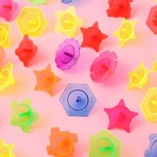 Set de 10 Mini Trompos Transparentes con Borde de Colores y Patrón de Flor, Juguete de Plástico - Multicolor - View 7