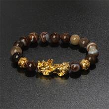 Pulsera Pi Xiu que cambia de color de 1 pieza para mujeres Bracelets Feng Shui Wealth Pi Yao Obsidian para hombres de 10 mm Dragon Mantra bead Bangle Joyería de la suerte Pixiu de 10 mm Feng Shui Beads para hombres, Pulsera de cuentas de amuleto tallada a mano de dragón Pi Yao de 19cm-7.5inch para mujeres, joyería de riqueza