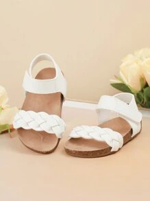 2024年夏季多功能女童pu皮革羅馬涼鞋,帶有後跟設計,柔軟透氣,防滑鞋底,輕便 - 白色 - 查看 4