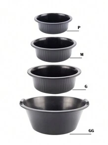 Jogo de 4 Bacia Redonda Reforçada De Plástico Coloridas Para Cozinha Lavanderia Jardim - Preto - Visão 3