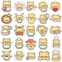50張可愛的卡通泰國牛油熊表情貼紙組，網路熱門筆記本行李裝飾貼紙 - 彩色 - 查看 4