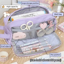 1pc Large Capacity Double Layer Pencil Case Simple Multifunctional Pencil Box,Pencil Pouch,School Bag