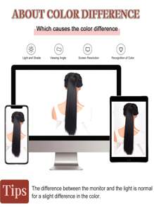 Black Ponytail Extensions 18-34 Inch Extra Long Straight Synthetic Wrap Around Ponytail For Women Party Daily Use