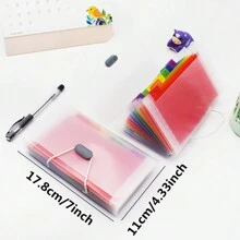 1pc 13-Slots Mini Rainbow Accordion Folder With Buckle Closure For Student And Document Organization,Back To School,School Supplies - Clear - View 2