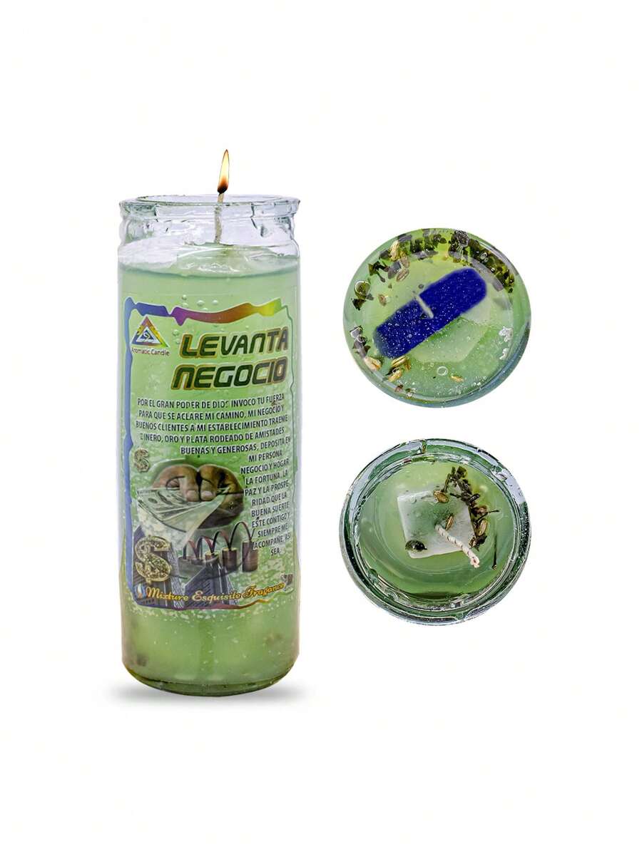 Veladora Gel Levanta Negocios – Atrae Clientes y Prosperidad para tu Establecimiento - Verde - Ver 1