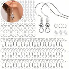 50-480 piezas Ganchos plateados en plata para pendientes, cierres para pendientes para accesorios de joyería - Plateado - Ver 1
