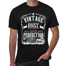 Men's Graphic T-Shirt All Original Parts Aged To Perfection 1957 67th Birthday Anniversary 67 Year Old Gift 1957 Vintage Friendly Short Sleeve Novelty Tee