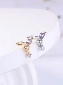 KARYOKO 1 pièce Clou de nez pendant Pourpre CZ Joli design papillon Boucles d'oreilles pendantes pour le nez pour femmes et filles Cadeau Bijoux de piercing de nez or et argent