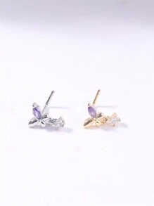 KARYOKO 1 pièce Clou de nez pendant Pourpre CZ Joli design papillon Boucles d'oreilles pendantes pour le nez pour femmes et filles Cadeau Bijoux de piercing de nez or et argent