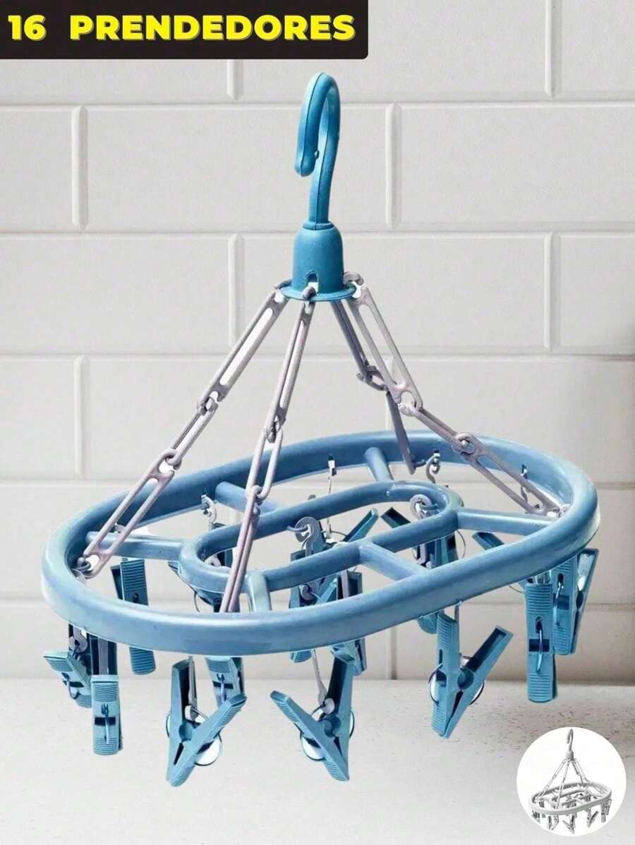 Varal de Roupa Intima Para Calcinha Meia Cueca 16 Prendedores Reforçado Prático - Multicolorido - Visão 1