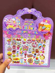 Pegatinas con relieve de burbujas con diseño de caricaturas en papel dorado para manualidades, decoración de teléfono móvil infantil - Morado - Ver 10