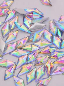 JUNAO 40顆10*22mm水晶AB色菱形平面背貼鑲嵌石，樹脂水晶裝飾品，適用於服裝DIY工藝品 - Crystal AB - 查看 4