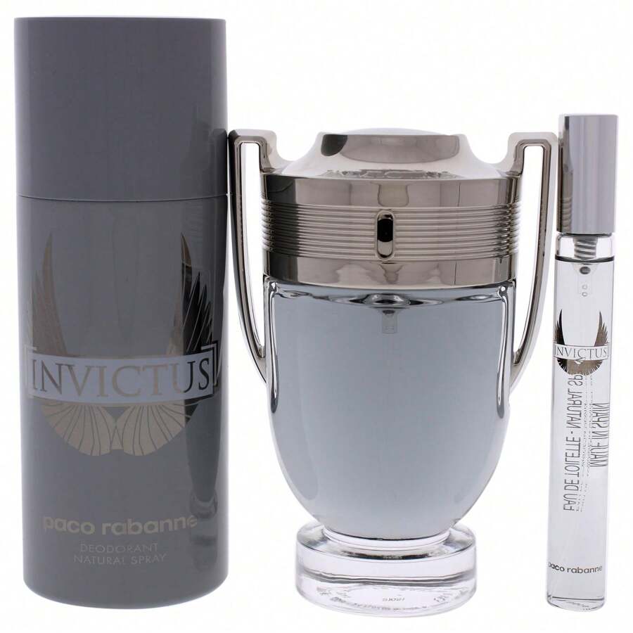 Paco Rabanne Invictus By Paco Rabanne For Men - 3 Pc Gift Set 3.4oz EDT ...