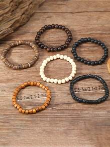 6 Stück/set Minimalistische Perlenarmbänder Für Männer Zur Täglichen Dekoration, Geschenk Für Familie Und Freunde, Feiertags-geburtstagsgeschenk Für Freunde