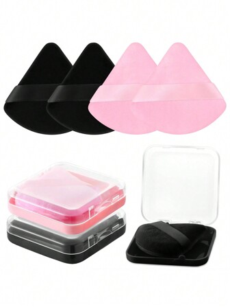 6pcs Powder Puff With Travel Cases Triangle Makeup Puff For Loose Powder Body Powder Setting Powder Puff For Face Powder Beauty Makeup Tool(Black+Pink),Makeup,Cheap,Room Decor,Vanity,Travel,Bedroom,Makeup Accessories,Puff,Makeup Blender,Powder Puff,Makeup Sponge,Cheap,Stocking Stuffers,Makeup,Makeup Tools,Cheap Stuff,Gifts,Gifts For Women,Christmas Gifts