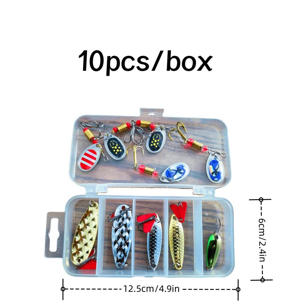 Lot De 10 Leurres De Pêche Type Cuillère Tournante (spinner) En Métal - Pour Truite Et Pêche En Eau Douce