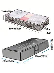 1/3 hộp đựng đồ dưới gầm giường 90L, hộp đựng đồ và thùng đựng đồ trong tủ quần áo, túi đựng đồ dưới gầm giường có thể gấp lại để đựng chăn, khăn tắm, chăn bông, áo len, ga trải giường bằng vải lanh, giấy gói quà - Không bắt buộc - Xem 4