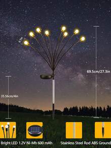 1pc 6/8LED Pack Solar Firefly Lights,Upgraded Solar Garden Lights Outdoor Waterproof Solar Swaying Landscape Outdoor Lights, Garden Decorative Lights Fall Decor House Decor Outdoor Decor - Black - View 9