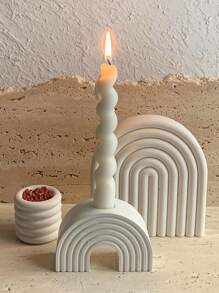 1 pieza Molde de silicona con forma de arco iris para sujetar velas, Molde de yeso o cemento para bricolaje, Molde de bandeja con decoración en forma de corazón y nube, para decoración del hogar