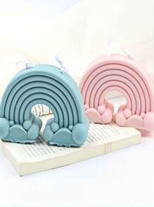1 pieza Molde de silicona con forma de arco iris para sujetar velas, Molde de yeso o cemento para bricolaje, Molde de bandeja con decoración en forma de corazón y nube, para decoración del hogar