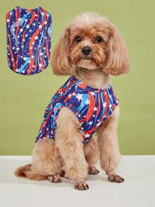 1pc Thin Colorful Star Striped Vest For Small/Medium Dogs, Suitable For Festivals - Multicolor - View 1