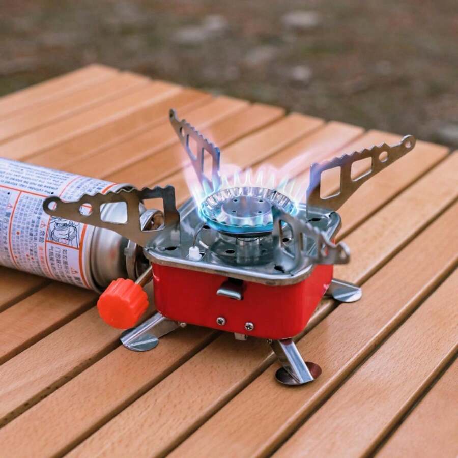 Outdoor Mini Square Burner, Portable Foldable Gas Stove, Camping