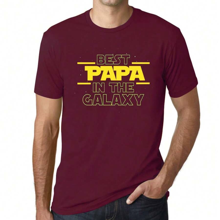 Men's Graphic T-Shirt Best Papa In The Galaxy Friendly Limited Edition Short Sleeve Tee-Shirt Vintage Birthday Gift Novelty
