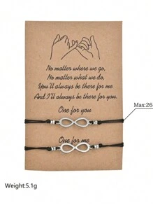 Conjunto de 2 pulseras de acero inoxidable con símbolo infinito de joyería y tarjeta de número 8, pulseras a juego para pareja