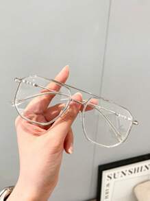 1pc Stylish Men TR Frame Korean Version Personalized Double Bridge Retro Computer Glasses, Clear Glasses Accessories