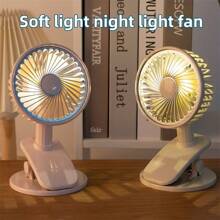 復古款USB充電式LED小夜燈夾式風扇，可裝置於桌上或夾在其他物品上，兼具照明和風扇兩種功能 - 均碼 - 查看 1