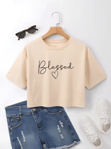 Blusa Cropped Top Feminina Básica em algodão estampa bless streetwear
