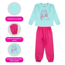 Combo 8 Peças 4 Conjuntos Roupa Infantil Menina Feminino Inverno Moletom - Multicolorido - Visão 6