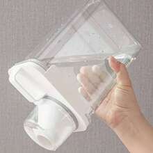 1 pieza Recipiente grande de plástico transparente con tapa - Dispensador portátil de arroz y caja de almacenamiento de alimentos para suministros de cocina, almacenamiento, organizador de cocina, artículos de cocina, decoración de habitaciones, decoración del hogar - Blanco - Ver 2