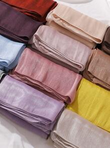 1pc Women Solid Color Glittering Crinkled Chiffon Daily Hijab Headscarf Headband Winter Fall For Abaya Women Veil - Multicolor - View 8