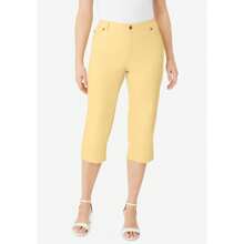 Roaman's Women's Plus Size Invisible Stretch Iconic Capri Jean - 香蕉 - 查看 1