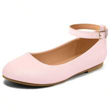 Toddler Girls Ballerina Flat Ankle Strap Dress Kids Ballet Flat Shoes For Wedding Party School - Baby Pink - View 1