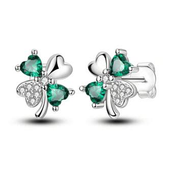 Lucky Four-Leaf Clover Stud Earrings For Women 925 Sterling Silver Jewelry
