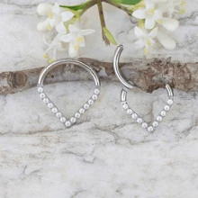 1pc G23 Titanium CZ Water Droplet Daith Helix Tragus Conch Clicker Cartilage Piercing Earring 16G Septum Nose Ring Piercing Jewelry