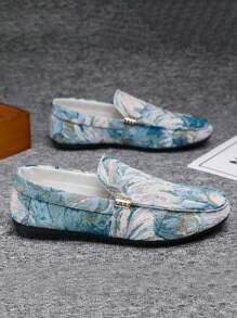 男士乐福鞋 新款休闲鞋 百搭莫卡辛鞋 一脚蹬渔夫鞋 休闲鞋 青年鞋 帆布平底船鞋 男鞋 黑色正装鞋 休闲帆布鞋（尺码偏小偏窄，请订购大一码） - 藍色 - 查看 3