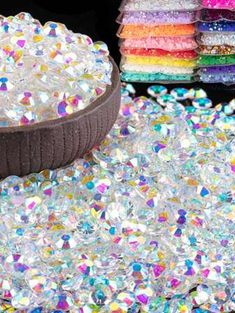 1500 Pcs 4mm Resin Flat Back Rhinestone, Transparent White AB Round Non Hotfix Flatback Resin Rhinestones , DIY Bling Embellishments, Loose Glitter Crystal Diamond Stone,For DIY Crafts, Cups, Bottles, Glasses, Clothes, Craft Decoration