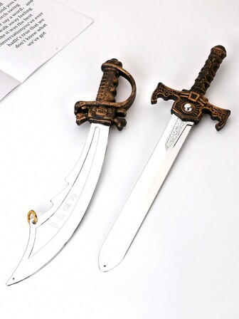 1pc Bronze-Colored Retro Prop Weapon, Optional Cosplay Pirate, Knight, Sword Or Dagger, Suitable For Daily Wear And Holiday Party Costume Accessories
