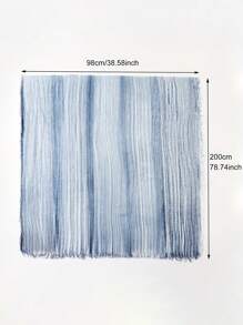波西米亚风女士时尚简约条纹渐变皱纹流苏涤纶围巾，休闲百搭头巾防风防晒披肩配饰女式冬秋 - 彩色 - 查看 10